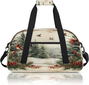 Retro Christmas Small Gym Bag 18 inch Carry On Duffel Bag for Weekender Travel Sports Workout Yoga Gymnastics Dance Ballet