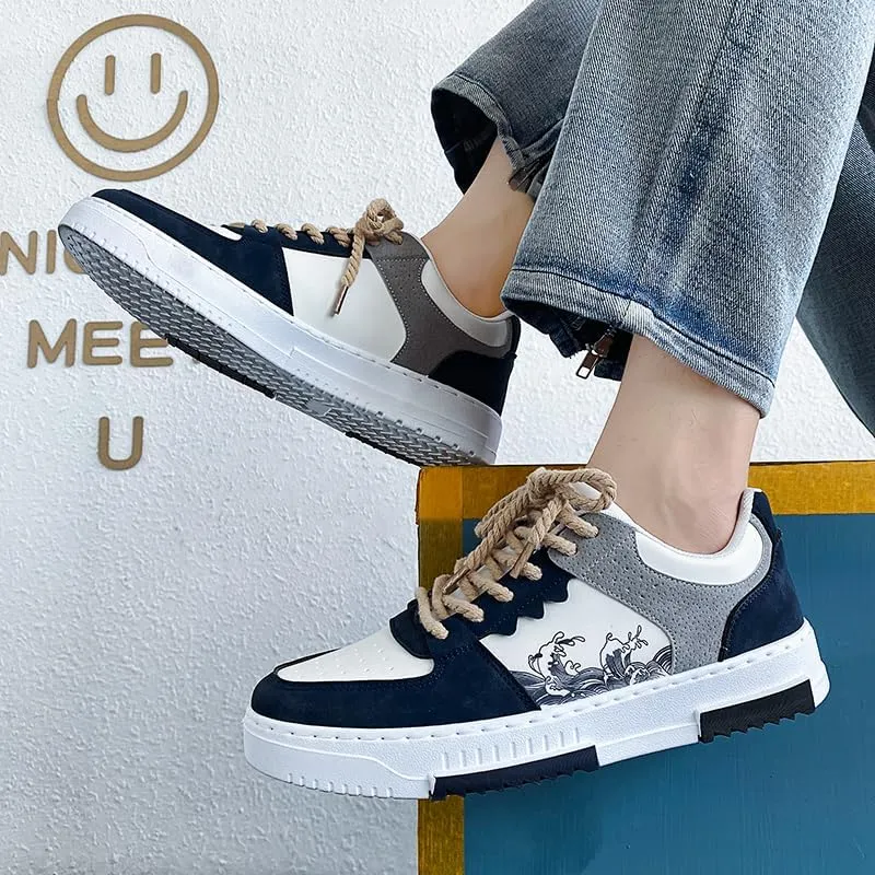 Retro Fashion Low-top Casual Trend Shoes, Spring and Autumn Niche Design, Men's Trendy Color Matching Shoes, lace-up Suitable for Outdoor, Campus, Walking, Street, Jogging, Travel