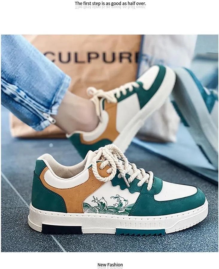 Retro Fashion Low-top Casual Trend Shoes, Spring and Autumn Niche Design, Men's Trendy Color Matching Shoes, lace-up Suitable for Outdoor, Campus, Walking, Street, Jogging, Travel