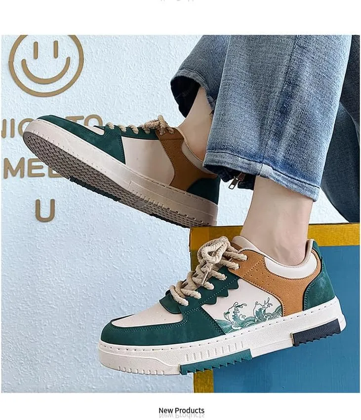 Retro Fashion Low-top Casual Trend Shoes, Spring and Autumn Niche Design, Men's Trendy Color Matching Shoes, lace-up Suitable for Outdoor, Campus, Walking, Street, Jogging, Travel