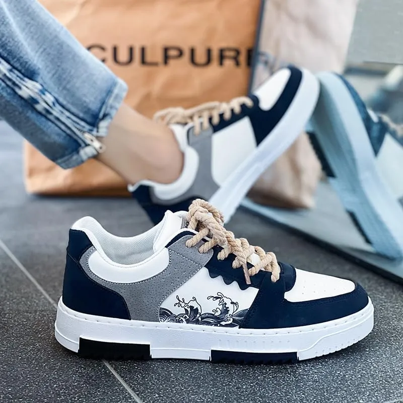Retro Fashion Low-top Casual Trend Shoes, Spring and Autumn Niche Design, Men's Trendy Color Matching Shoes, lace-up Suitable for Outdoor, Campus, Walking, Street, Jogging, Travel