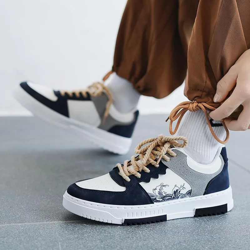 Retro Fashion Low-top Casual Trend Shoes, Spring and Autumn Niche Design, Men's Trendy Color Matching Shoes, lace-up Suitable for Outdoor, Campus, Walking, Street, Jogging, Travel