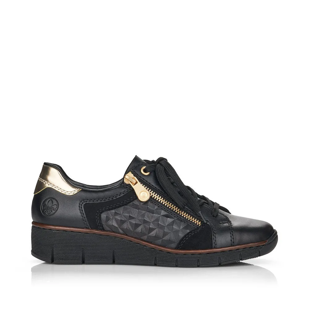 RIEKER - 53703-00 LACED FASHION SHOE WITH ZIP - BLACK