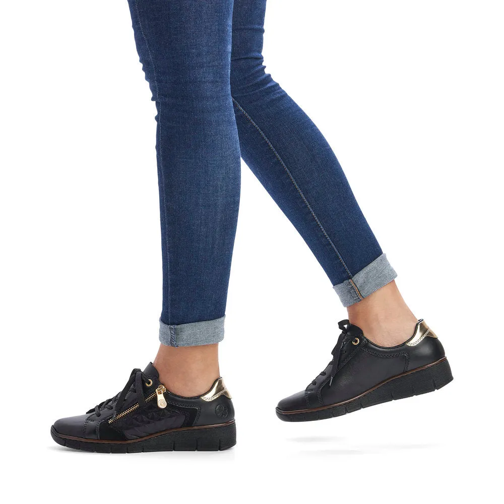 RIEKER - 53703-00 LACED FASHION SHOE WITH ZIP - BLACK