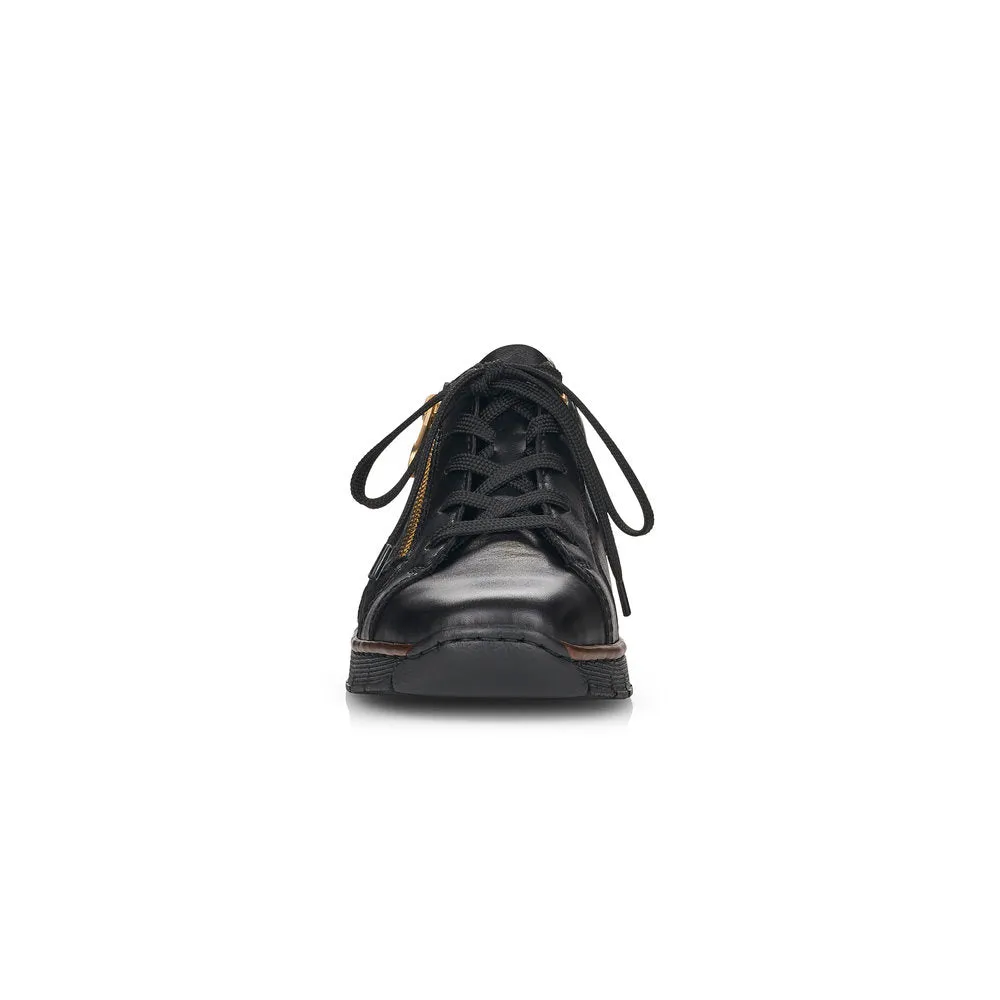 RIEKER - 53703-00 LACED FASHION SHOE WITH ZIP - BLACK