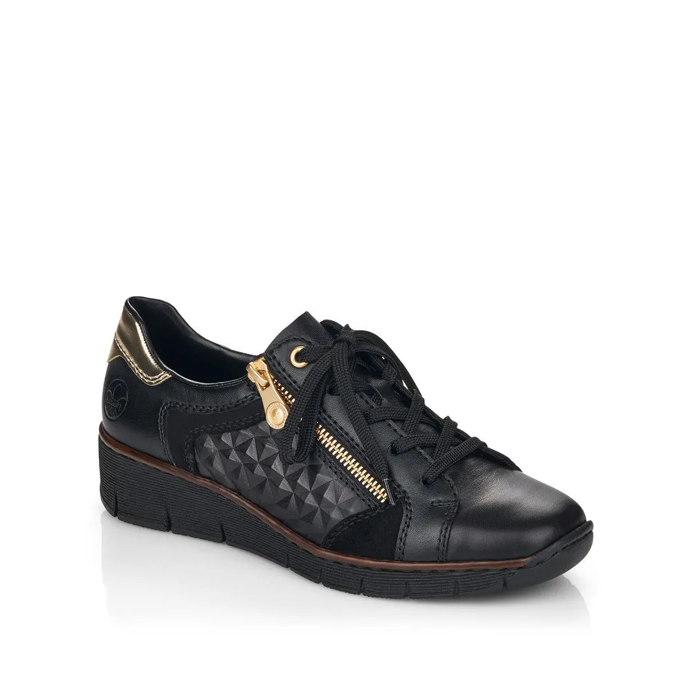 RIEKER - 53703-00 LACED FASHION SHOE WITH ZIP - BLACK