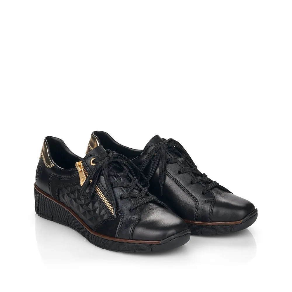 RIEKER - 53703-00 LACED FASHION SHOE WITH ZIP - BLACK