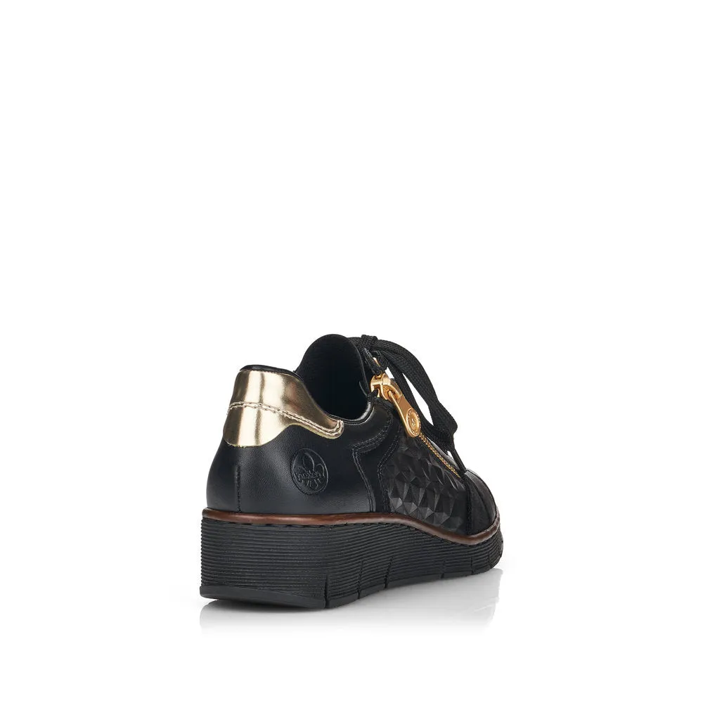 RIEKER - 53703-00 LACED FASHION SHOE WITH ZIP - BLACK