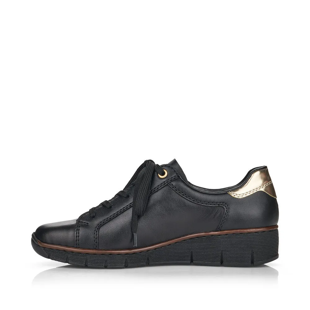 RIEKER - 53703-00 LACED FASHION SHOE WITH ZIP - BLACK