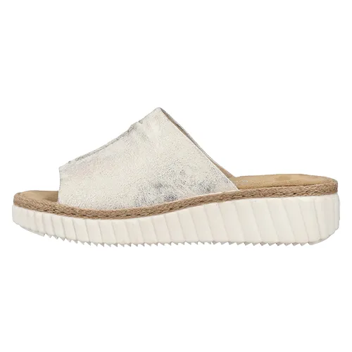 Rieker Ladies Wedge Mules - 69288-60 - Beige/Gold
