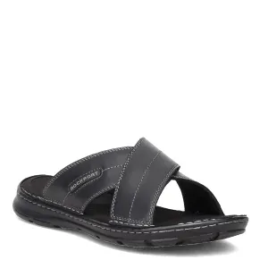 Rockport Men's Darwyn Xband Slide Sandal, Black LEA II, 11 Wide