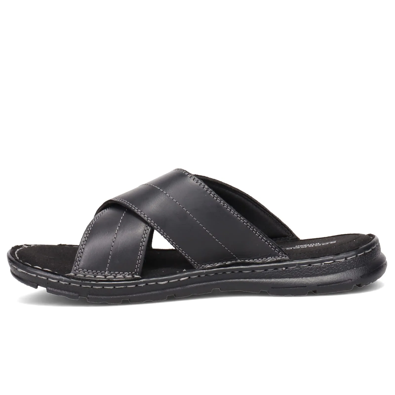 Rockport Men's Darwyn Xband Slide Sandal, Black LEA II, 11 Wide