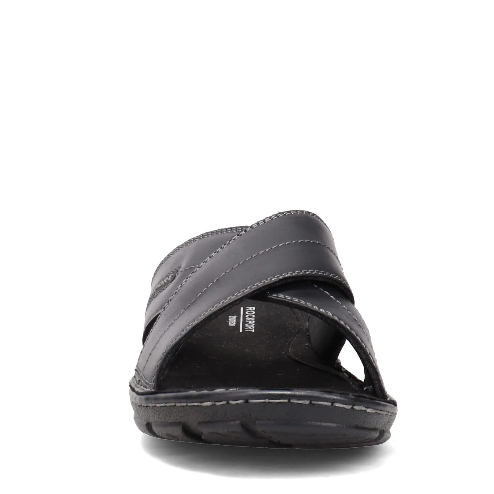 Rockport Men's Darwyn Xband Slide Sandal, Black LEA II, 11 Wide