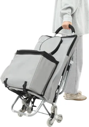 Rolling Art Cart, Mobile Folding Cart, Folding Wheeled Portable Rolling Chair, for Grocery Shopping, Mall Shopping, Leisure Travel, Outdoor Painting, Gray
