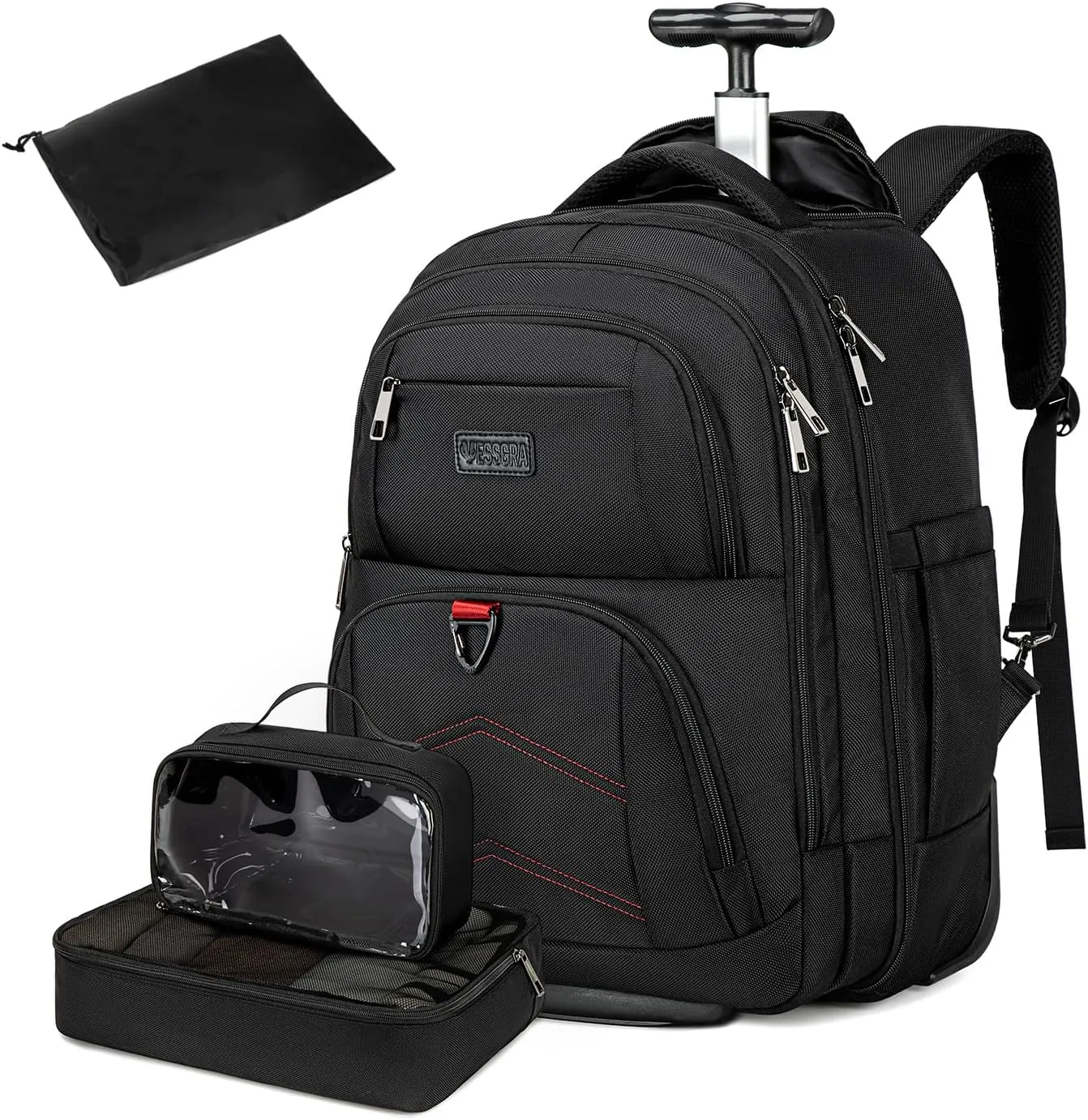 Rolling Backpack for Men Adults with wheels, 17.3 Inch Wheeled Laptop Backpack Airline Approved for Travel Work Business (1Pc Backpack with 3 Packing Cubes)