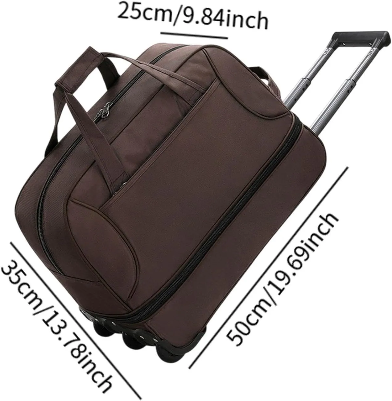 Rolling Duffel Bag with Wheels Travel Bag for Picnic Beach Sports Business Trip, Brown