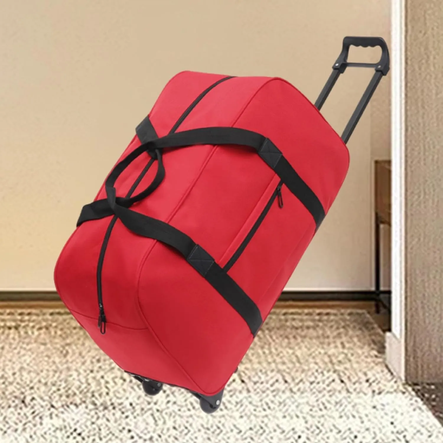 Rolling Duffel Trolley Bag for Men And Women, Versatile Handbag for Travel And Sports, red