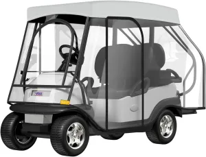 Rosefray Golf Cart Enclosure - 2 2 Drivable Rain Cover for Short Roof 58" EZGO, Club Car - Durable Door Zipper, 4-Sided Clear Windows (4 Seater)