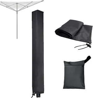 Rotary Clotheslines Cover Clothes Line Cover 600D Oxford Waterproof Anti-UV Rip-Proof Rotary Airer Cover Umbrella Drying Line Rack Protective with Zipper & Drawstring(Black,71x6x6inch)