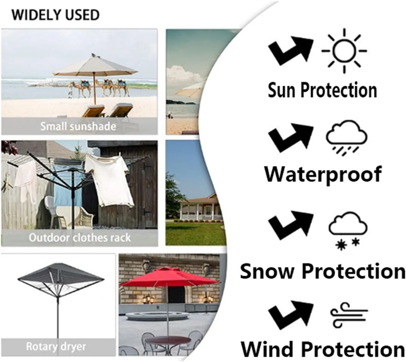 Rotary Clotheslines Cover Clothes Line Cover 600D Oxford Waterproof Anti-UV Rip-Proof Rotary Airer Cover Umbrella Drying Line Rack Protective with Zipper & Drawstring(Black,71x6x6inch)