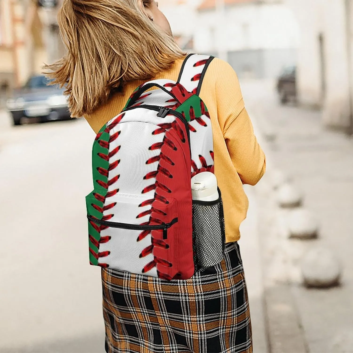 Rucksack Backpack Travel Sport Baseball Print Pattern School Bookbags Double Shoulder Bag for Mens Boys Kids