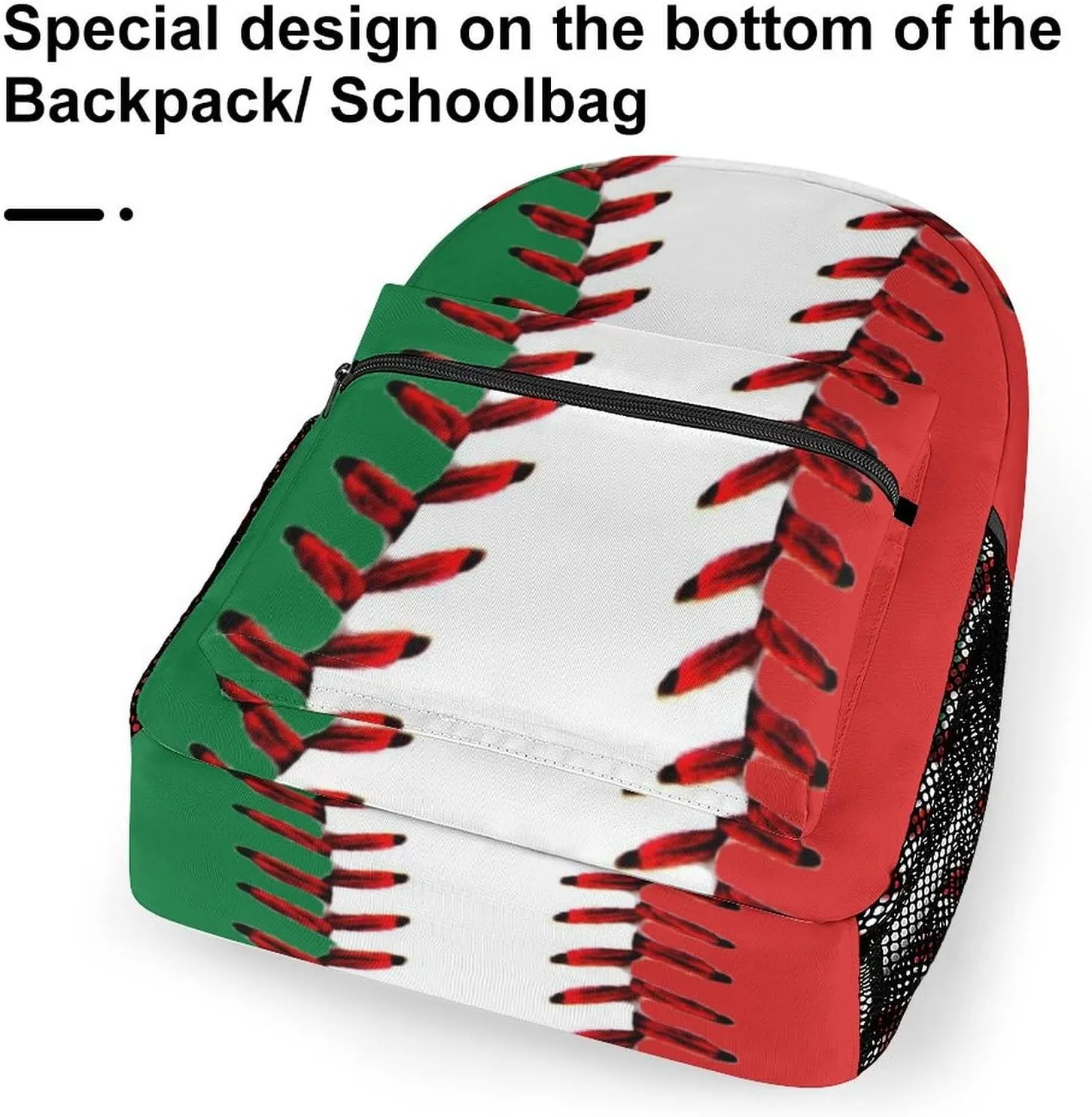Rucksack Backpack Travel Sport Baseball Print Pattern School Bookbags Double Shoulder Bag for Mens Boys Kids