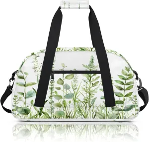 Sage Geen Leaves Spring Eucalyptus Small Gym Bag 18 inch Carry On Duffel Bag for Weekender Travel Sports Workout Yoga Gymnastics Dance Ballet
