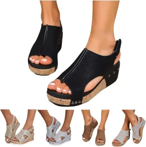 Sandals for Women 2025 Wide Width Platform Wedge Sandals Summer Dressy,Women's Open Toe Buckle Ankle Strap Sandals