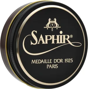 SAPHIR Medaille d’Or Pate De Luxe - Natural Wax Shoe Polish for Leather Shining - 100ml - Medium Brown