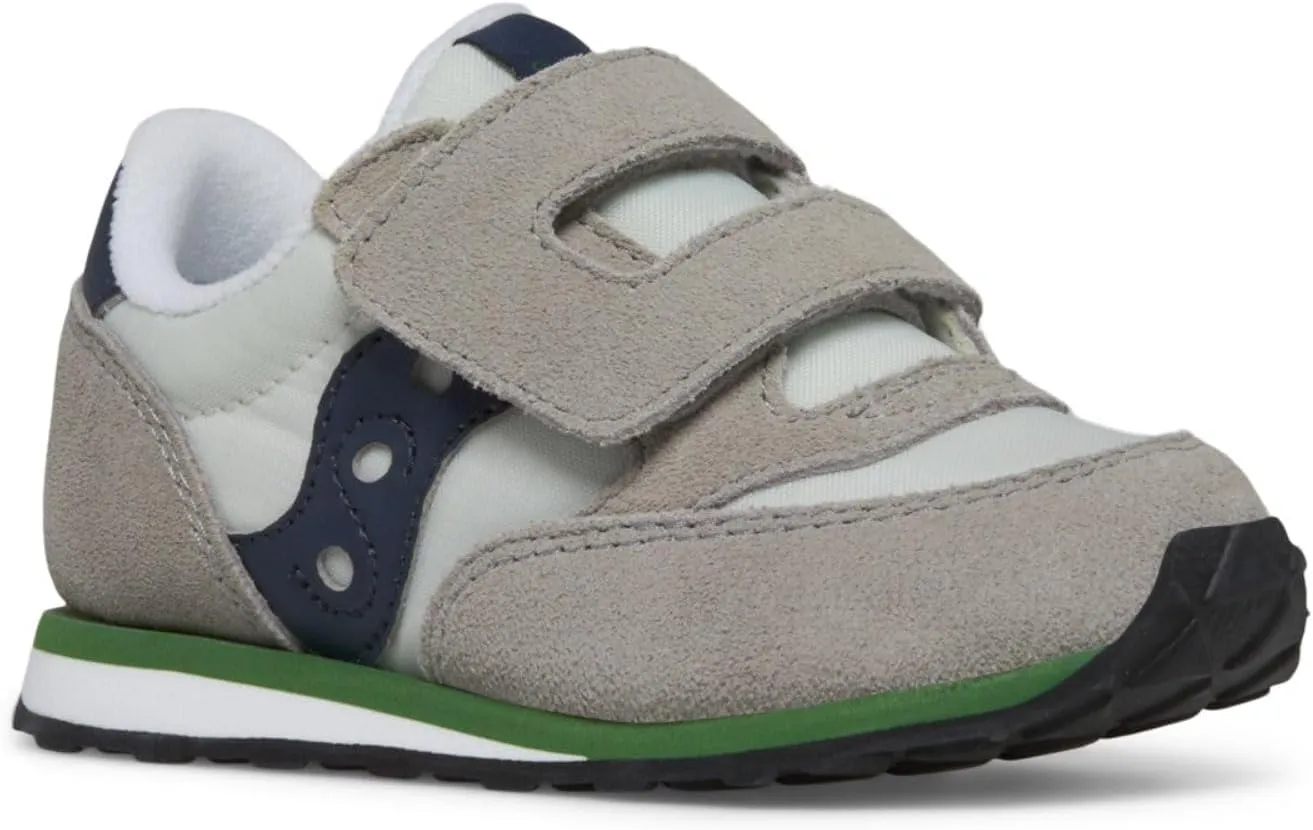 Saucony Jazz Hook & Loop Sneaker (Toddler/Little Kid), Grey/Navy/Green, 4.5 US Unisex