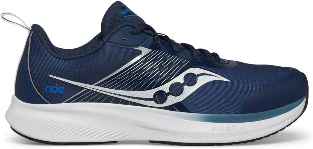 Saucony Ride Kidz Sneaker, Navy/Silver, 1.5 US Unisex Big Kid