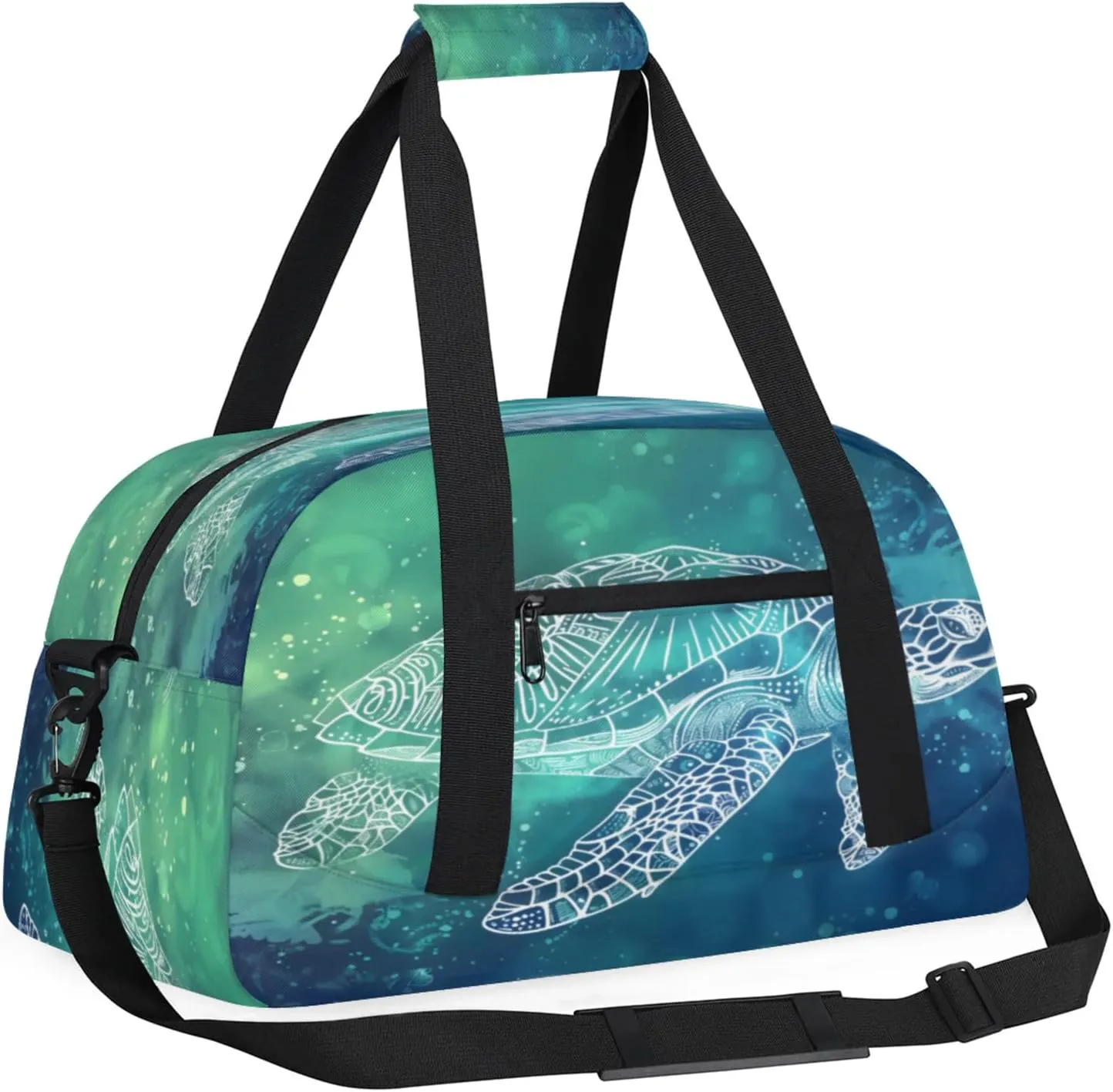 Sea Turtle Ocean Small Gym Bag 18 inch Carry On Duffel Bag for Weekender Travel Sports Workout Yoga Gymnastics Dance Ballet