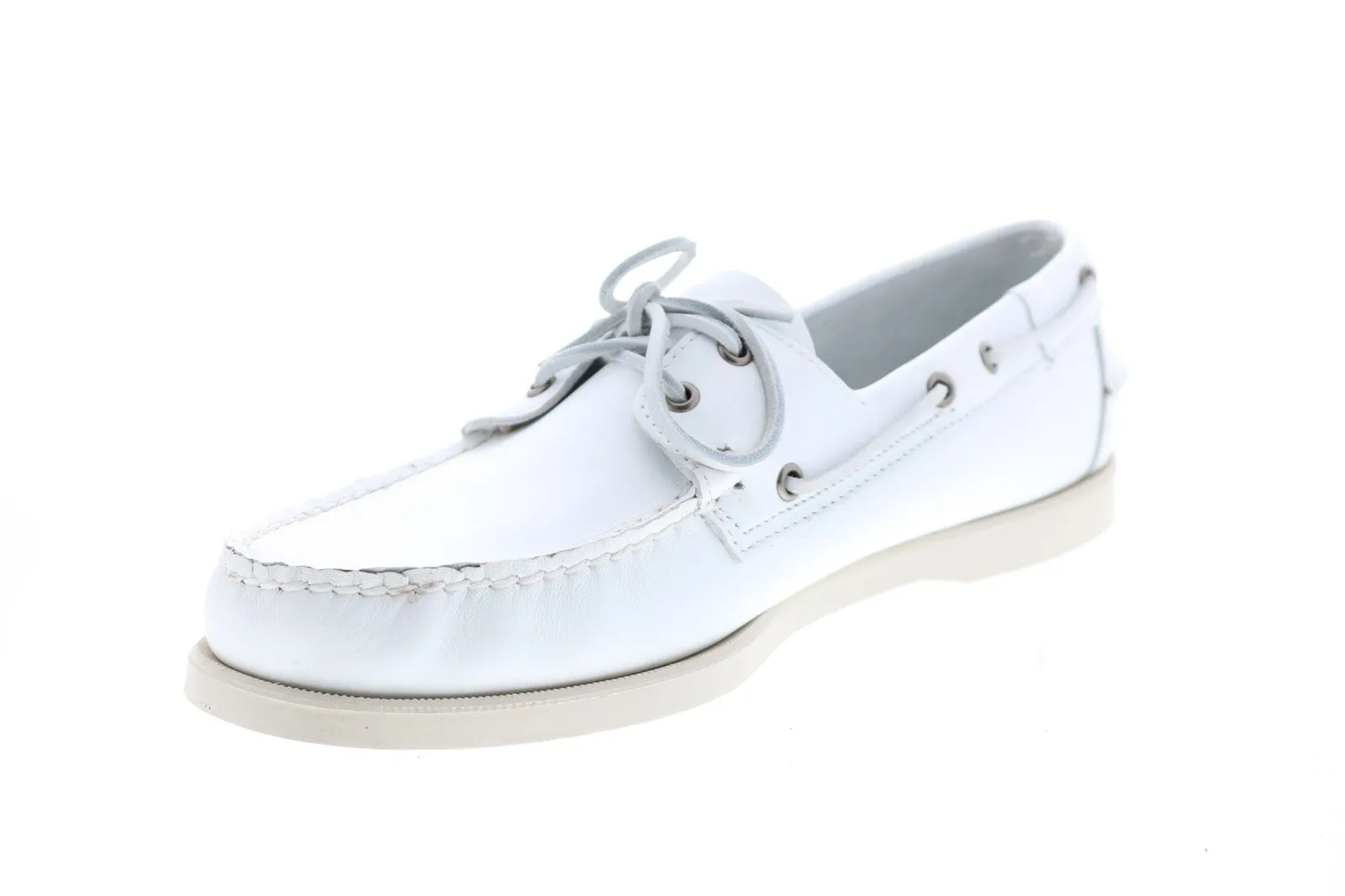 Sebago Portland 7000H00 Mens White Leather Loafers & Slip Ons Boat Shoes