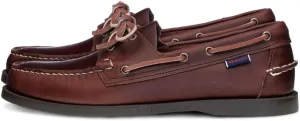 Sebago Portland Waxed Boat Shoes - Handsewn Waxed Leather Moccasins with Leather Sock Lining and Non-Marking, Slip-Resistant Rubber Outsoles, Brown-Gum - 8.5 Regular