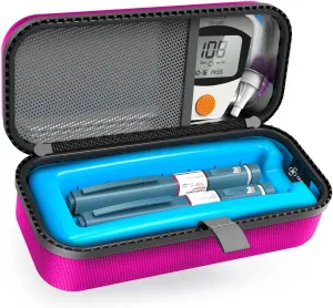 SHBC Insulin Pen Carrying Case Portable Medical Cooler Bag for Diabetes with Protective Ice Brick - Convenient to Changing Needles with Each Injection Hot Pink