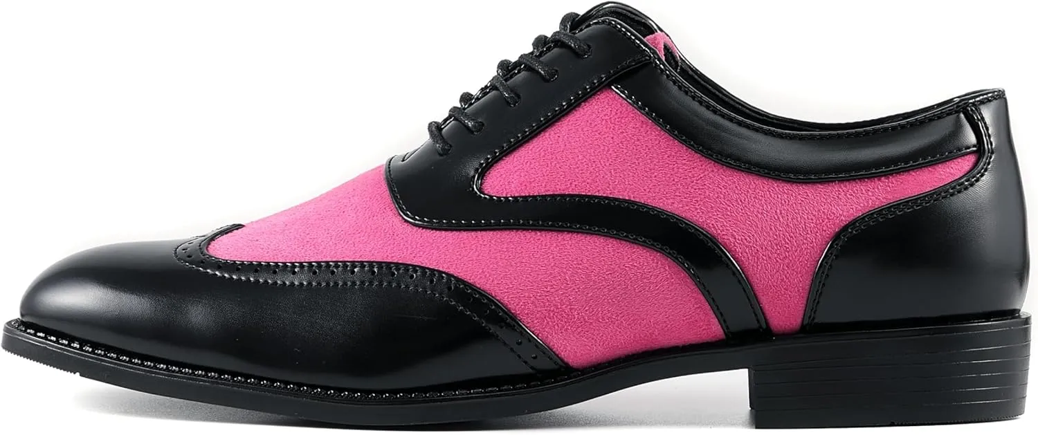 Sio Mens Two-Tone Suede Smooth Wingtip Oxford Dress Shoe: Style Brighton