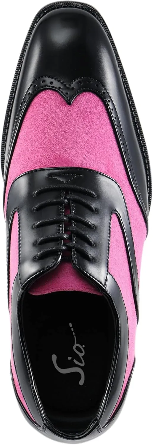 Sio Mens Two-Tone Suede Smooth Wingtip Oxford Dress Shoe: Style Brighton