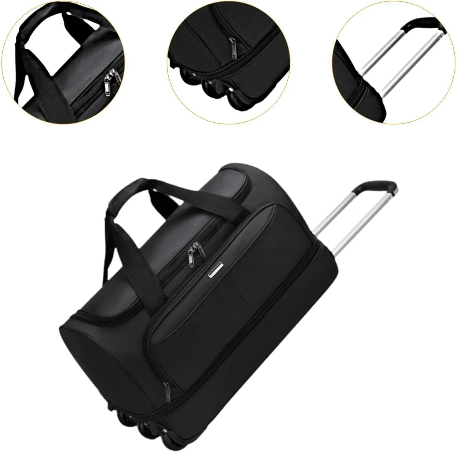 Soft Wheeled Wheeled Bag with Portable Maneuvering Handbag Versatile Baggage Bag in The Open Air for Travel in The Middle of, black, L