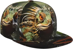Spiny Lizards Outdoor Sports Baseball Cap, Daily Sports Adjustable Fashionable Flat Brim hat, Unisex Four-Season Outdoor Sports Cap, Black
