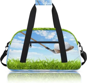 Sport Theme Golf Small Gym Bag 18 inch Carry On Duffel Bag for Weekender Travel Sports Workout Yoga Gymnastics Dance Ballet