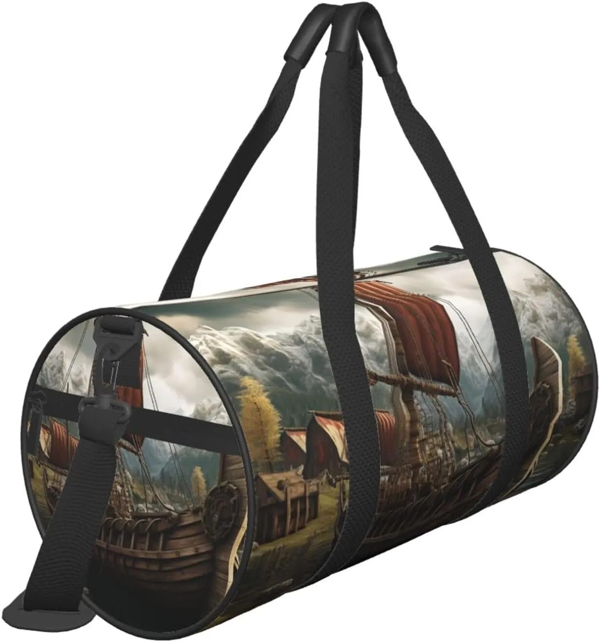 Sports Gym Bag for Women Men Travel Duffel Bag Tote Weekender Bag Carry on Overnight Bag for Travel Swimming Fitness Workout Sports Old Viking Boat Duffle Bag