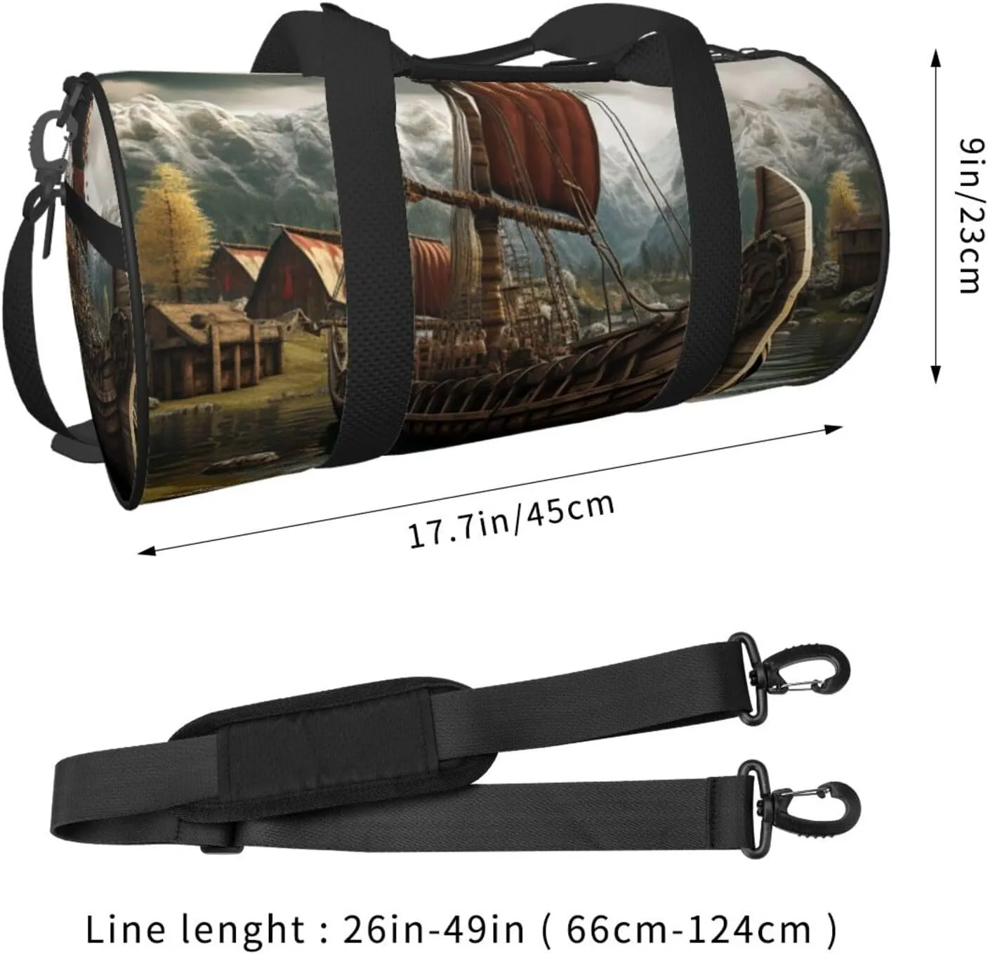 Sports Gym Bag for Women Men Travel Duffel Bag Tote Weekender Bag Carry on Overnight Bag for Travel Swimming Fitness Workout Sports Old Viking Boat Duffle Bag