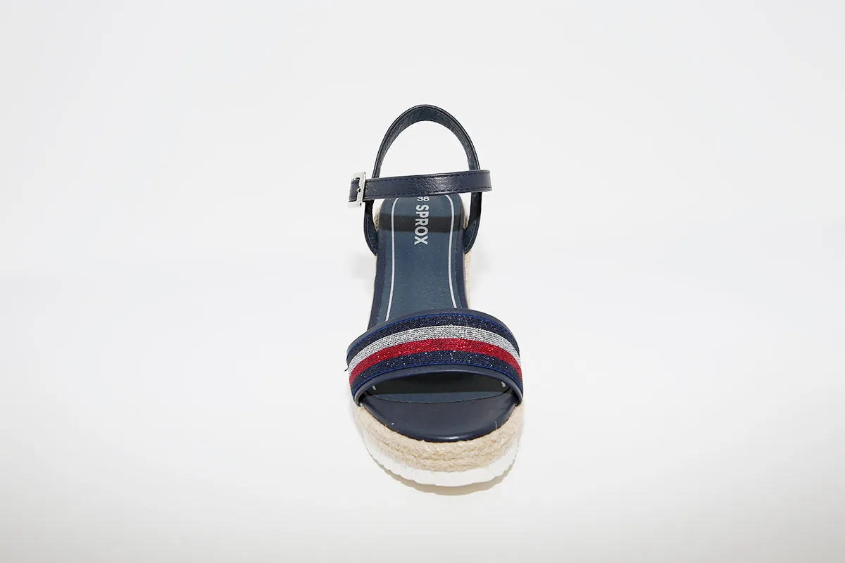 SPROX - HIGH WEDGE STRAP SANDAL - NAVY