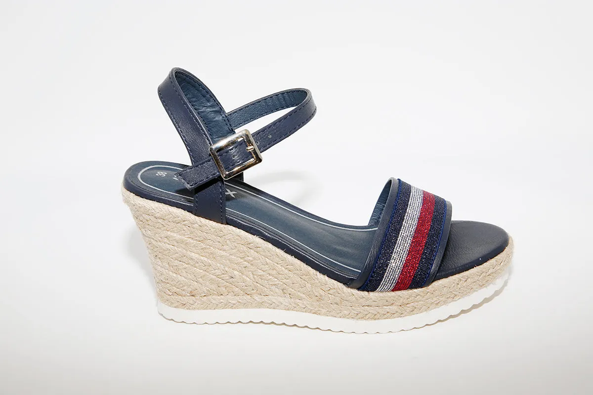 SPROX - HIGH WEDGE STRAP SANDAL - NAVY