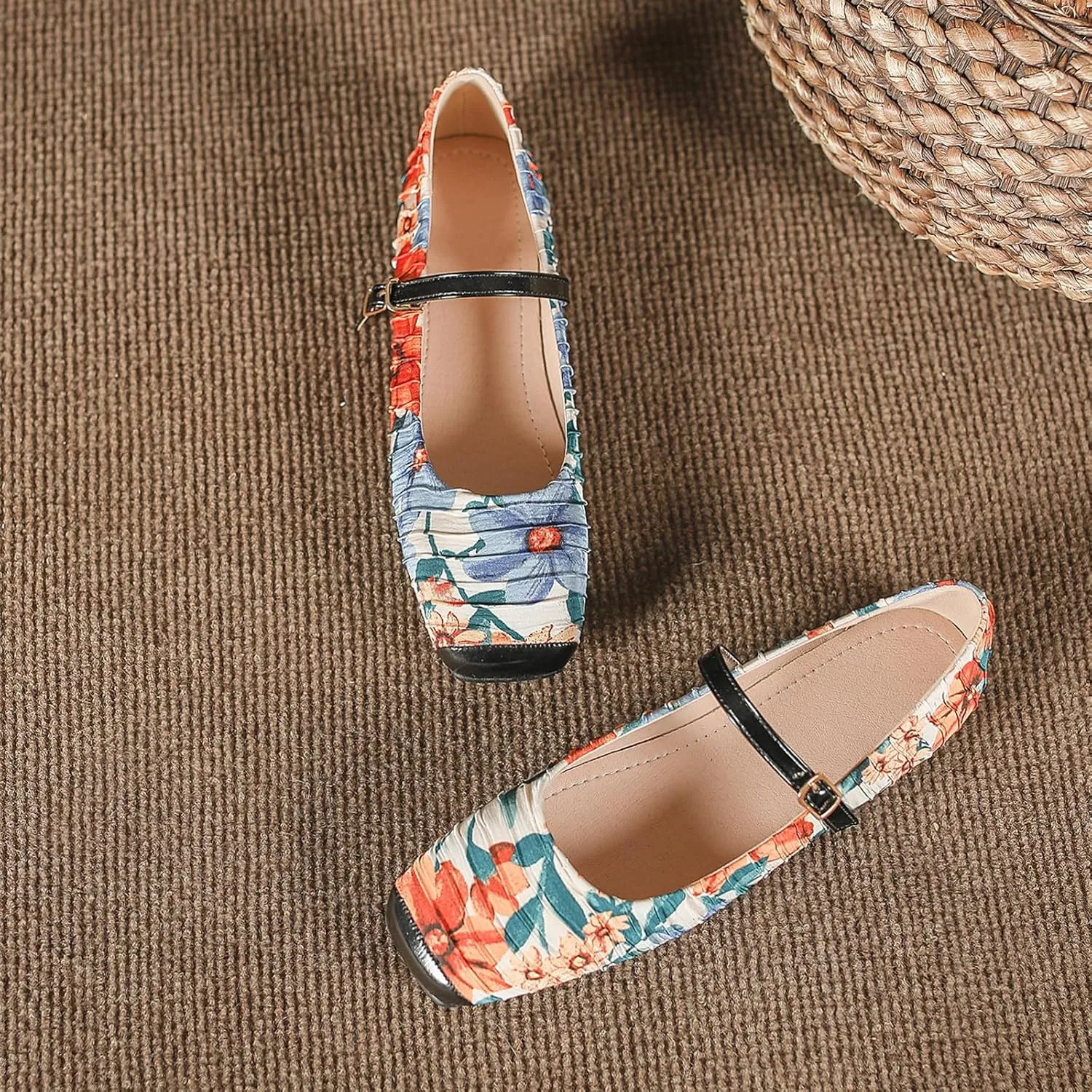 Square Toe Boat Shoes for Women – Comfortable Slip-On Loafers with Locking Strap, Satin Material, Anti-Slip Sole for Work, Casual & Fall Wear
