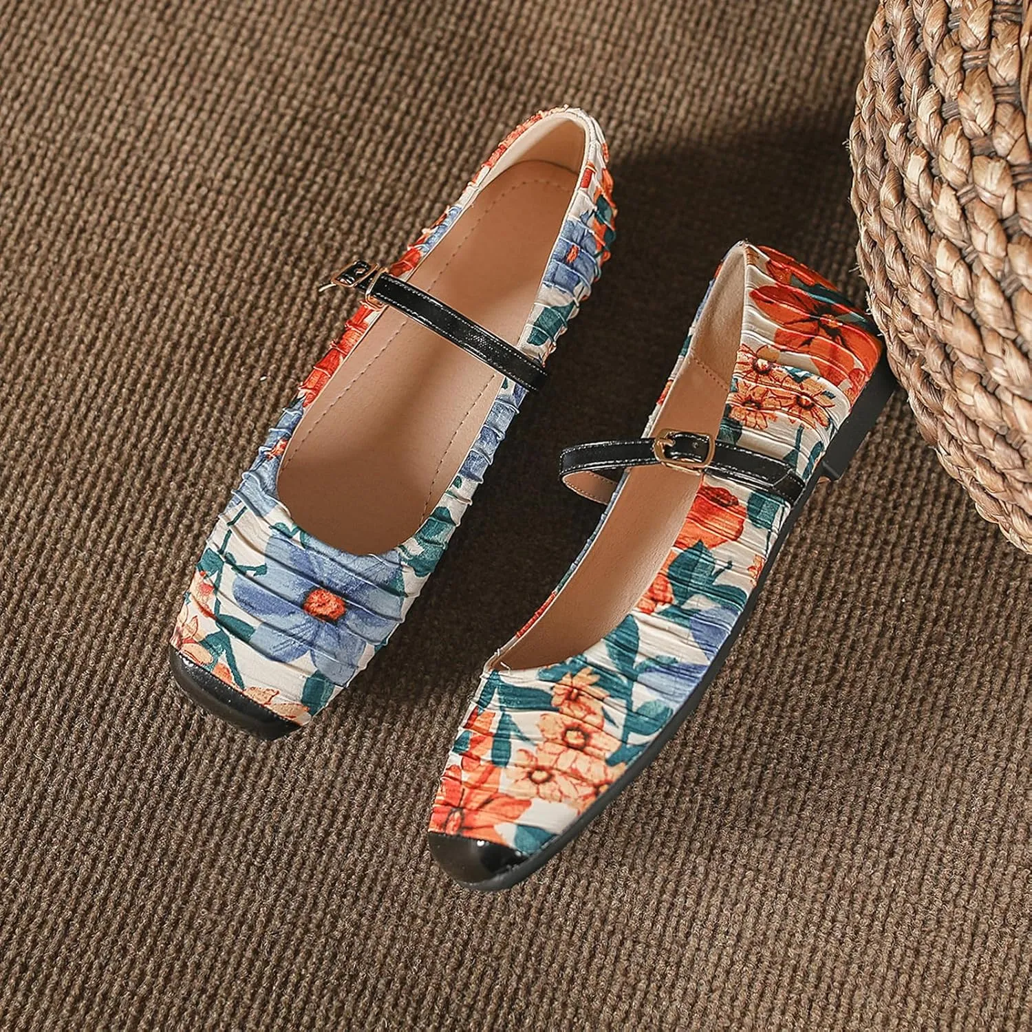 Square Toe Boat Shoes for Women – Comfortable Slip-On Loafers with Locking Strap, Satin Material, Anti-Slip Sole for Work, Casual & Fall Wear