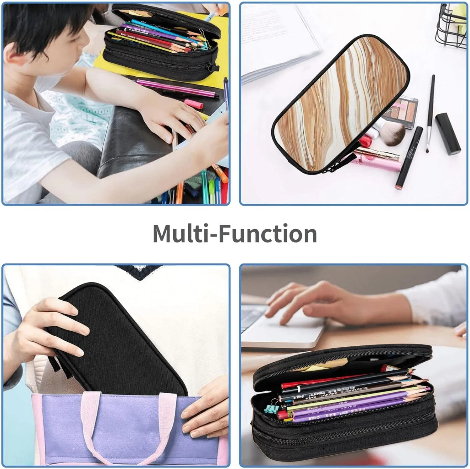 SSIMOO Wavy Colored Fluid Earthen Oxford Cloth Stationery Storage Bag– Zipper Pencil Case,Ideal for Travel