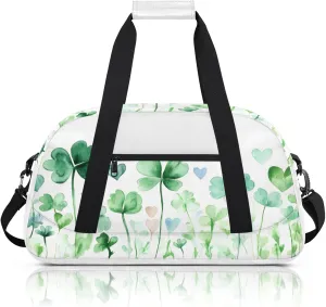 St. Patrick's Day Clover Shamrock Small Gym Bag 18 inch Carry On Duffel Bag for Weekender Travel Sports Workout Yoga Gymnastics Dance Ballet