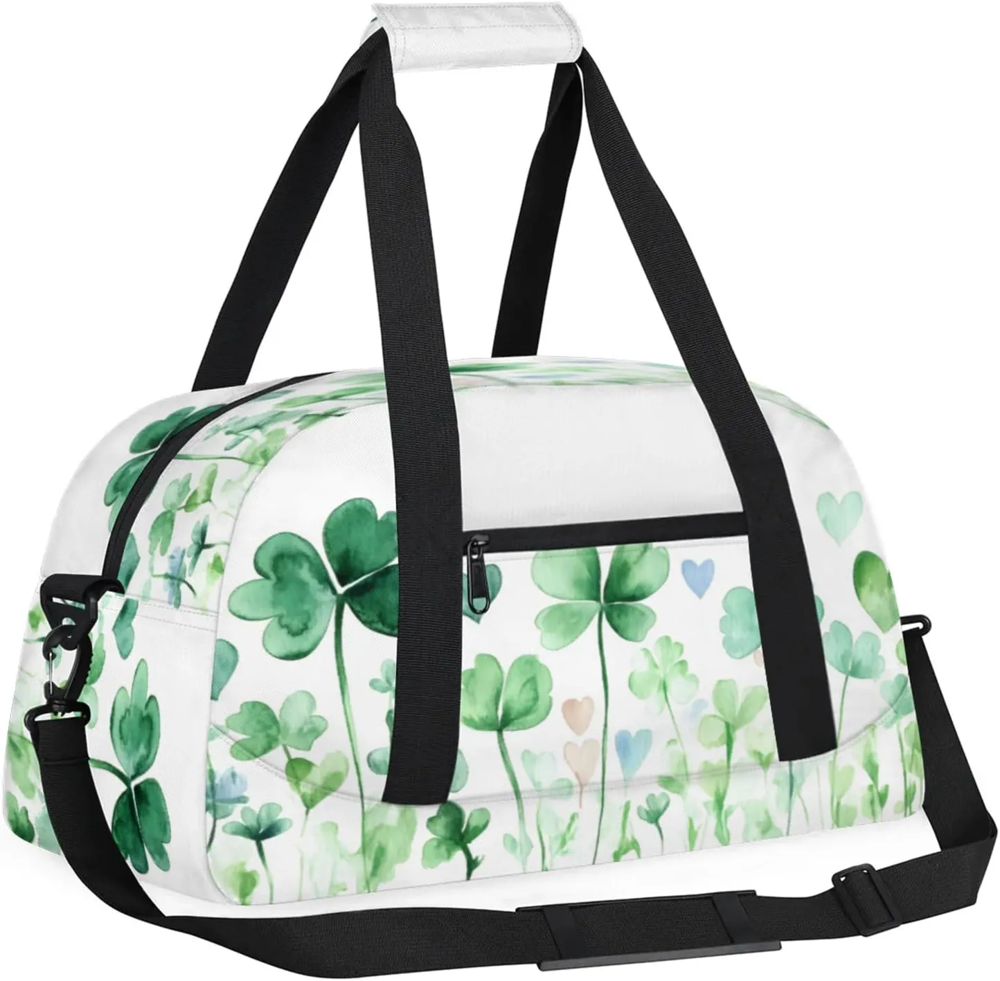 St. Patrick's Day Clover Shamrock Small Gym Bag 18 inch Carry On Duffel Bag for Weekender Travel Sports Workout Yoga Gymnastics Dance Ballet