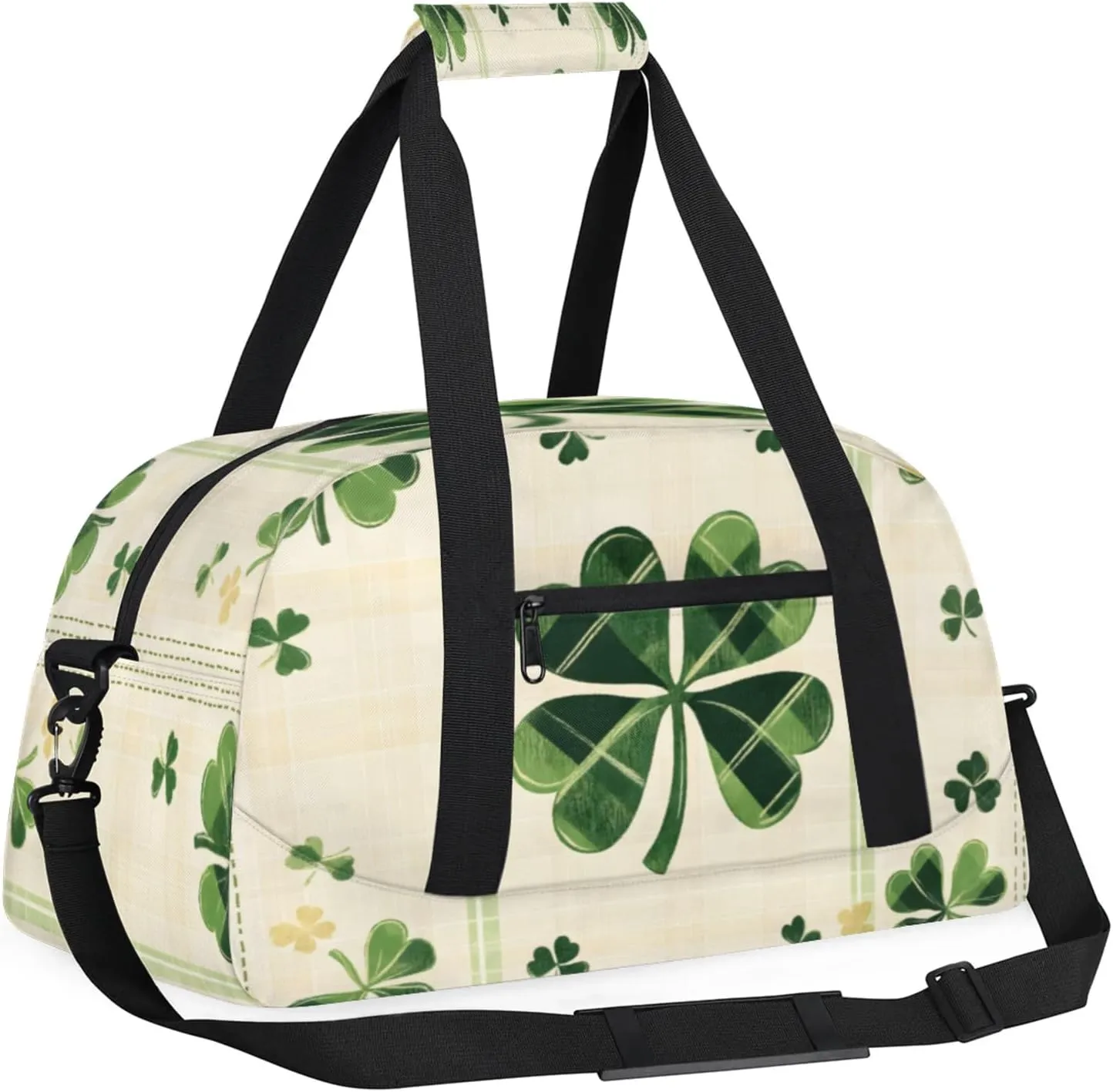 St Patrick's Day Shamrock Small Gym Bag 18 inch Carry On Duffel Bag for Weekender Travel Sports Workout Yoga Gymnastics Dance Ballet